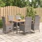Preview: ARDEBO.de - 7-tlg. Garten-Essgruppe mit Kissen Grau Poly Rattan