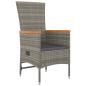 Preview: 7-tlg. Garten-Essgruppe mit Kissen Grau Poly Rattan