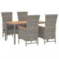 Preview: 5-tlg. Garten-Essgruppe mit Kissen Grau Poly Rattan
