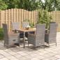 Preview: ARDEBO.de - 7-tlg. Garten-Essgruppe mit Kissen Grau Poly Rattan