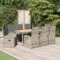 Preview: ARDEBO.de - 9-tlg. Garten-Essgruppe mit Kissen Grau Poly Rattan