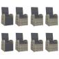Preview: 9-tlg. Garten-Essgruppe mit Kissen Grau Poly Rattan