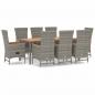 Preview: 9-tlg. Garten-Essgruppe mit Kissen Grau Poly Rattan