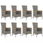 Preview: 9-tlg. Garten-Essgruppe mit Kissen Grau Poly Rattan