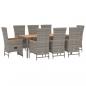 Preview: 9-tlg. Garten-Essgruppe mit Kissen Grau Poly Rattan