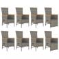 Preview: 9-tlg. Garten-Essgruppe mit Kissen Grau Poly Rattan