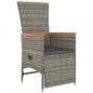 Preview: 9-tlg. Garten-Essgruppe mit Kissen Grau Poly Rattan
