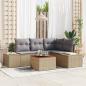 Preview: ARDEBO.de - Garten Sofa Set 5 Teile Beige und Grau Rattan & Polyesterkissen