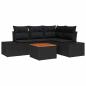 Preview: Garten-Sofa-Set 5 Teile Schwarz Poly-Rattan, gehärtetes Glas, Stahl