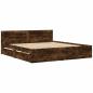 Preview: Bettgestell mit Kopfteil Räuchereiche 200x200 cm Holzwerkstoff
