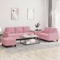 Preview: ARDEBO.de - 3-tlg. Sofagarnitur mit Kissen Rosa Samt
