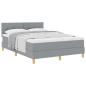 Preview: ARDEBO.de - Boxspringbett mit Matratze Hellgrau 140x200 cm Stoff