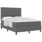Preview: ARDEBO.de - Boxspringbett mit Matratze Dunkelgrau 160x200 cm Stoff