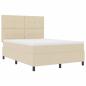 Preview: Boxspringbett mit Kopfteil Creme 140 x 190 cm Stoff