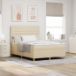 Preview: Boxspringbett mit Matratze Creme 140x200 cm Stoff