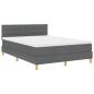 Preview: ARDEBO.de - Boxspringbett mit Matratze & LED Dunkelgrau 140x200 cm Stoff
