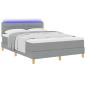 Preview: ARDEBO.de - Boxspringbett mit Matratze & LED Hellgrau 160x200 cm Stoff
