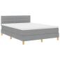 Preview: Boxspringbett mit Matratze & LED Hellgrau 160x200 cm Stoff