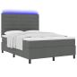 Preview: ARDEBO.de - Boxspringbett mit Matratze & LED Dunkelgrau 140x200 cm Stoff