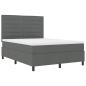 Preview: Boxspringbett mit Matratze & LED Dunkelgrau 140x200 cm Stoff