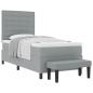 Preview: Boxspringbett mit Matratze & Bank Hellgrau 90 x 200 cm Stoff
