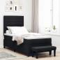 Preview: ARDEBO.de - Boxspringbett mit Matratze & Bank Schwarz 100x200 cm Stoff