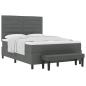 Preview: Boxspringbett mit Matratze & Bank Dunkelgrau 140x190 cm Stoff