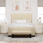Preview: Boxspringbett mit Matratze & Bank Creme 140x190 cm Stoff