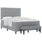 Preview: Boxspringbett mit Matratze & Bank Hellgrau 160x200 cm Stoff