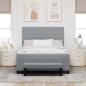 Preview: Boxspringbett mit Matratze & Bank Hellgrau 160x200 cm Stoff