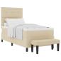 Preview: Boxspringbett mit Matratze & Bank Creme 90x200 cm Stoff