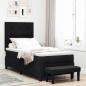 Preview: ARDEBO.de - Boxspringbett mit Matratze & Bank Schwarz 100x200 cm Stoff