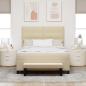 Preview: Boxspringbett mit Matratze & Bank Creme 160x200 cm Stoff