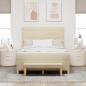 Preview: Boxspringbett mit Matratze & Bank Creme 140x200 cm Stoff