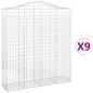 Preview: ARDEBO.de - Gabionen mit Hochbogen 9 Stk. 200x50x220/240cm Verzinktes Eisen
