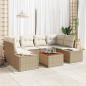 Preview: ARDEBO.de - Garten-Sofa-Set 7 Teile Beige Poly Rattan Outdoor-Sofa-Set