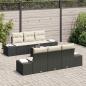 Preview: Garten Sofa Set 7-teilig Schwarz und Weiß Rattan, Polyester