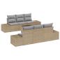 Preview: Garten Sofa Set 7 Teile Beige und Hellgrau Rattan, Polyester