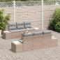 Preview: Garten Sofa Set 7 Teile Beige und Hellgrau Rattan, Polyester