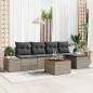 Preview: ARDEBO.de - 6-teiliges Garten-Sofa-Set mit Kissen Grau Poly Rattan Akazie