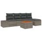 Preview: 6-teiliges Garten-Sofa-Set mit Kissen Grau Poly Rattan Akazie