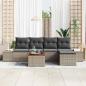 Preview: 6-teiliges Garten-Sofa-Set mit Kissen Grau Poly Rattan Akazie
