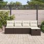 Preview: 5 Teile Garten Sofa Set mit Kissen Braun Poly Rattan