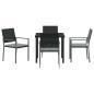 Preview: Garten Essgruppe 5 Stk. Schwarz und Hellgrau PE-Rattan