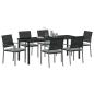 Preview: Garten Essgruppe 7 stk. Schwarz und Hellgrau PE-Rattan