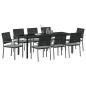Preview: Garten Essgruppe 9 pcs Schwarz und Hellgrau PE-Rattan