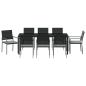 Preview: Garten Essgruppe 9 pcs Schwarz und Hellgrau PE-Rattan