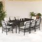 Preview: ARDEBO.de - 9-tlg. Garten-Essgruppe mit Kissen Schwarz Poly Rattan