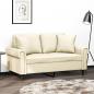 Preview: ARDEBO.de - 2-Sitzer-Sofa mit Zierkissen Creme 120 cm Kunstleder