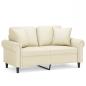 Preview: 2-Sitzer-Sofa mit Zierkissen Creme 120 cm Kunstleder